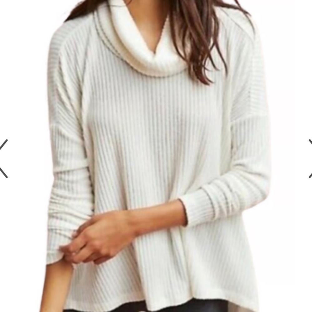 Anthropologie SaturdaySunday Cowl Neck Cream Sweater, Size M/L
